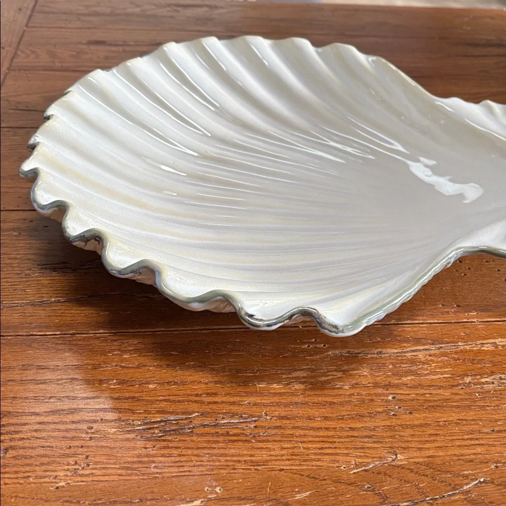 Pottery Barn Under the Sea Scallop Shell Platter Large Plate Clam Ivory 15